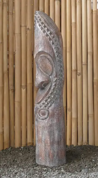 Artikelbild 3 des Artikels “Tiki Polynesische Statue aus Kokosnussholz, ca. 100cm hoch mit schwarz-weißer Farbe, Ø ca. 18-28 cm “